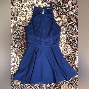 Speechless Blue Fit and Flare Dress 7 cut out waist